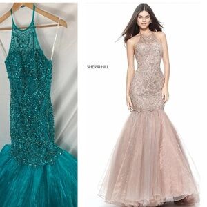 Sherri Hill Teal Beaded Dress ACCEPTING OFFERS